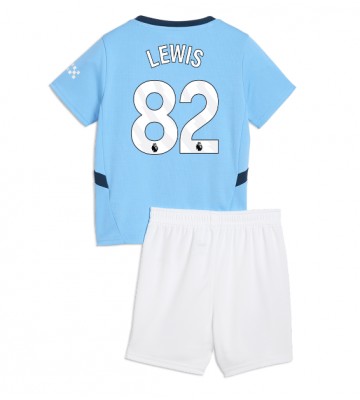 Manchester City Rico Lewis #82 Primera Equipación Niños 2024-25 Manga Corta (+ Pantalones cortos)